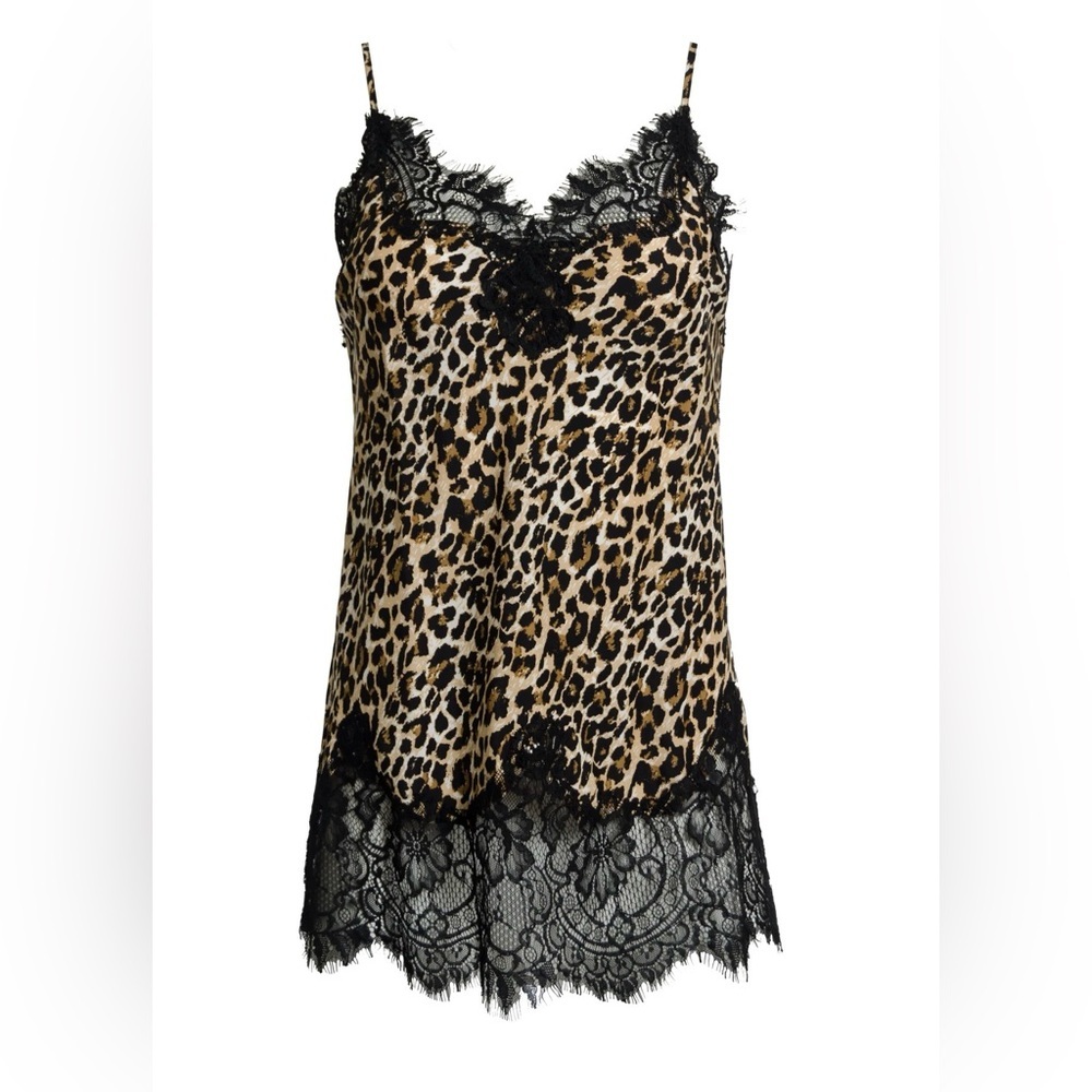 Revolve Gold Hawk Effortlessly Sexy Silk Velvet Leopard Lace Cami Medium NWT